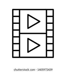 play video movie in icon vector in black