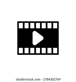 Play Video, Multimedia Movie Player. Flat Vector Icon illustration. Simple black symbol on white background. Play Video, Multimedia Movie Player sign design template for web and mobile UI element