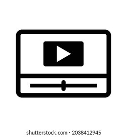 Play, video, player icon. Black vector graphics.