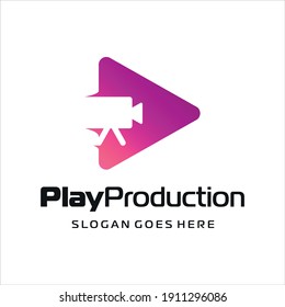 Abspielen und Video, Design der Produktionslogos, Vektorgrafik	
