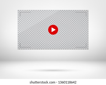 Play video screen in empty room or interior. Trendy vector illustration