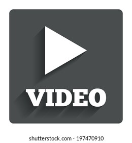 Play video sign icon. Player navigation symbol. Gray flat button with shadow. Modern UI website navigation. Vector