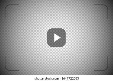 Play video sign on transparent background with opasity play button. Vector semitransparent layer for videoplayer design