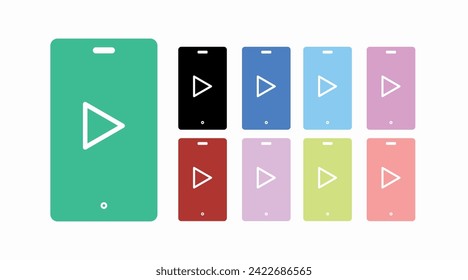 Juego de iconos de Vídeo Smartphone. Conjunto de ilustraciones editables plano aislado por vectores