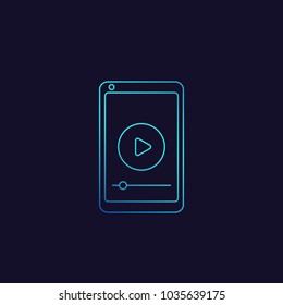 play video in smartphone screen linear icon