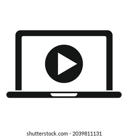 Play video stream icon simple vector. Live online. Webinar template