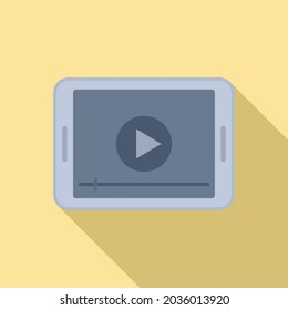 Reproducir el vector plano del icono de tableta de vídeo. Viendo al jugador. Pantalla móvil