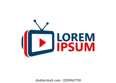 Play video television logo template design vector