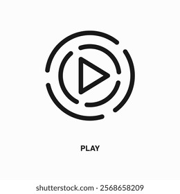 Play Video thin line icon or logo. Symbol or sign on business or finance ui theme. Vector line illustration.