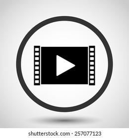 Play video vector icon - black illustration