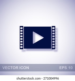 Play video vector icon - dark blue illustration with blue shadow