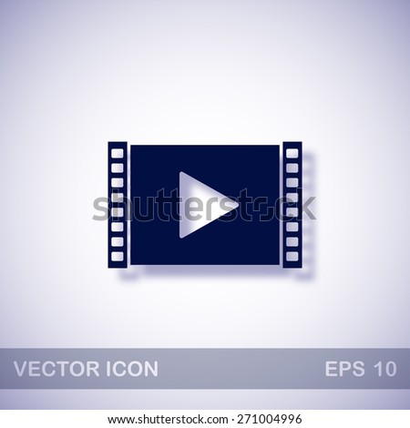 Play video vector icon - dark blue illustration with blue shadow