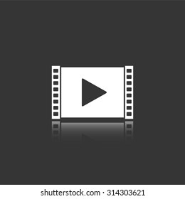 play video vector icon with mirror reflection
