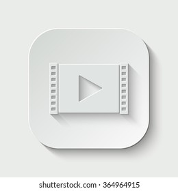 play video vector icon - paper illustration