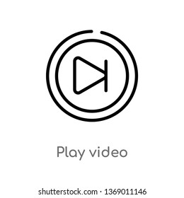 play video vector line icon. Simple element illustration. play video outline icon from photography concept. Can be used for web and mobile