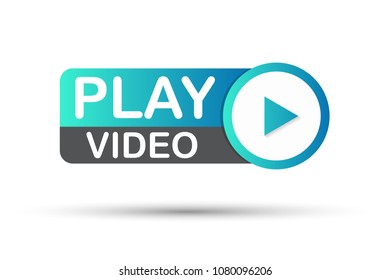 Play Video web button. Vector stock illustration