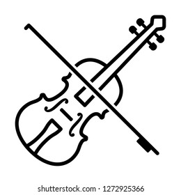 Play violin with bow - string musical instrument line art vector icon for music apps and websites