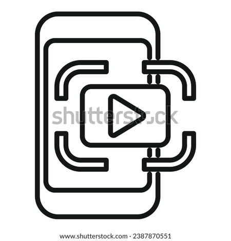 Play virtual video icon outline vector. Code video marker. Camera gadget