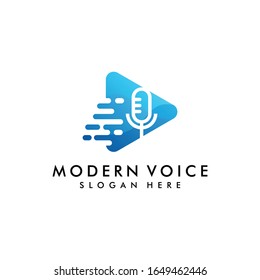 Play voice logo design, Podcast icon vector illustration