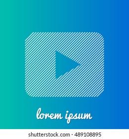 Play White stroke fill with blue & green gradient background Icon / Logo Design