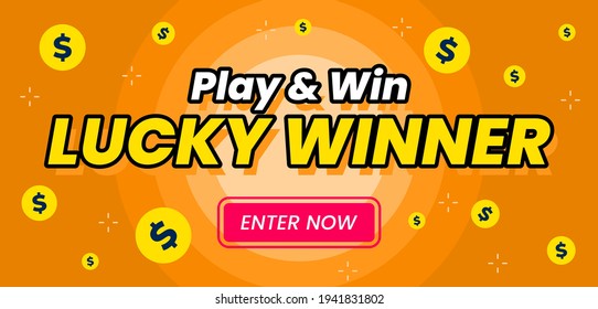 Play and win lucky winner web banner template design vector