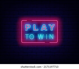 Play Win Neon Sign Frame Casino Stock Vector (Royalty Free) 2171197713 ...