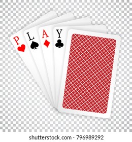 Play word aces poker hand fly and one closed playing cards suits. Winning poker hand.
