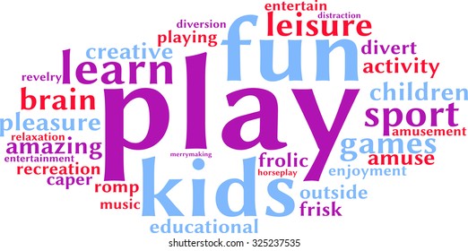 Play word cloud on a white background. 