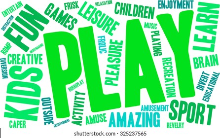 Play word cloud on a white background. 