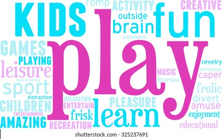 Play word cloud on a white background. 