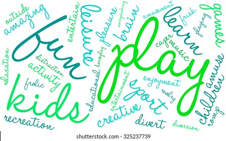 Play word cloud on a white background. 