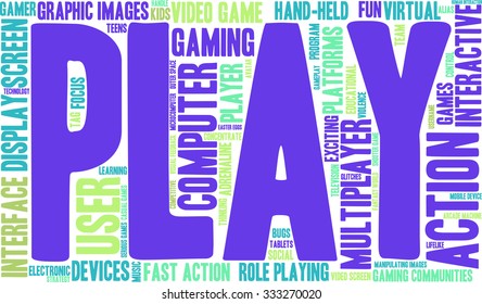 Play word cloud on a white background. 