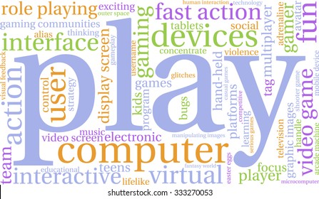Play word cloud on a white background. 