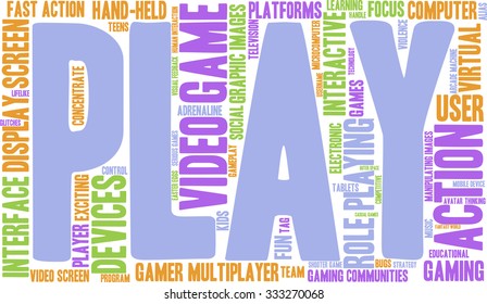Play word cloud on a white background. 
