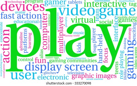 Play word cloud on a white background. 