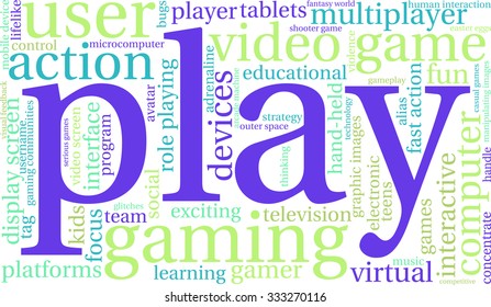 Play word cloud on a white background. 
