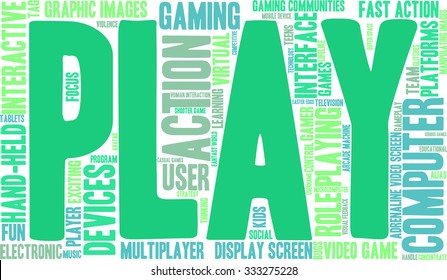 Play word cloud on a white background. 
