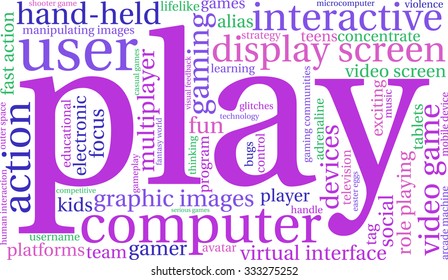 Play word cloud on a white background. 