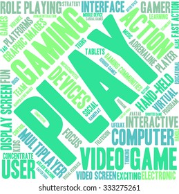 Play word cloud on a white background. 