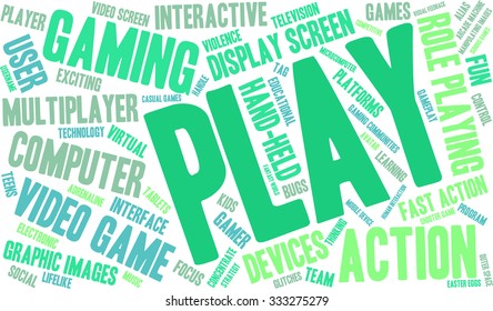Play word cloud on a white background. 