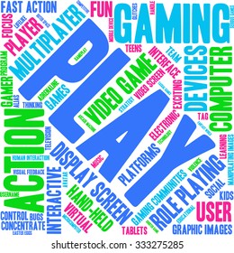 Play word cloud on a white background. 