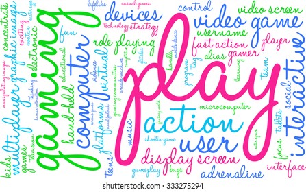 Play word cloud on a white background. 
