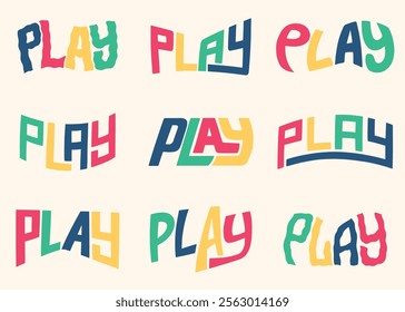 PLAY word lettering compilation set.  Vector Lettering design illustration for web, t-shirt design, other graphic design use