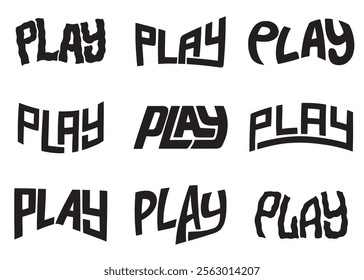 PLAY word lettering compilation set.  Vector Lettering design illustration for web, t-shirt design, other graphic design use