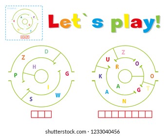 Play and write the words pig and kangaroo. Find a way out of the maze and make words out of letters