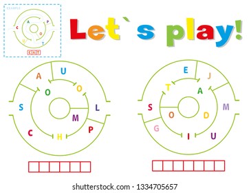 Play and write the words school and stadium. Find a way out of the maze and make words out of letters