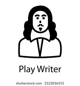 Play writer icon in outline style  