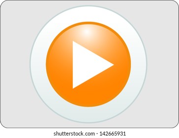 play yellow circle glossy web icon on grey background