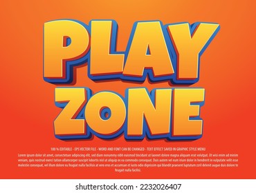 Play zone 3d style editable text effect template