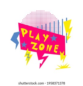 Play zone logo label isolated on white background